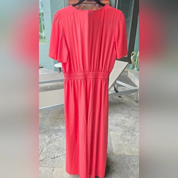 Tommy Bahama Oliana High Low Maxi Dress Paradise Coral Pink Women's Medium - Picture 4 of 15